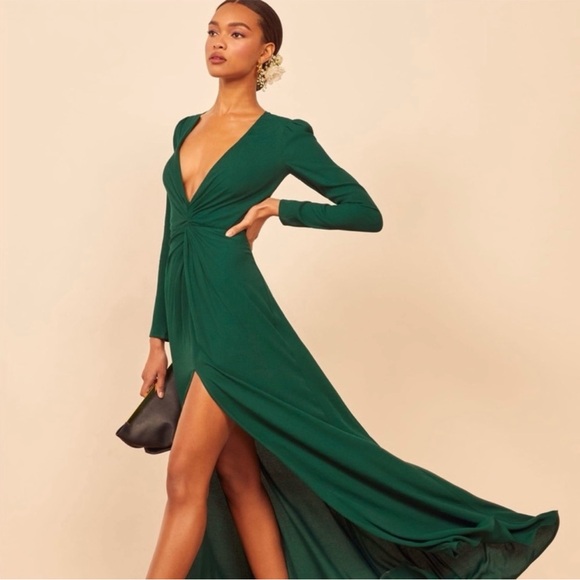 NWT Reformation Gatsby Maxi Dress Emerald Green - Picture 4 of 5